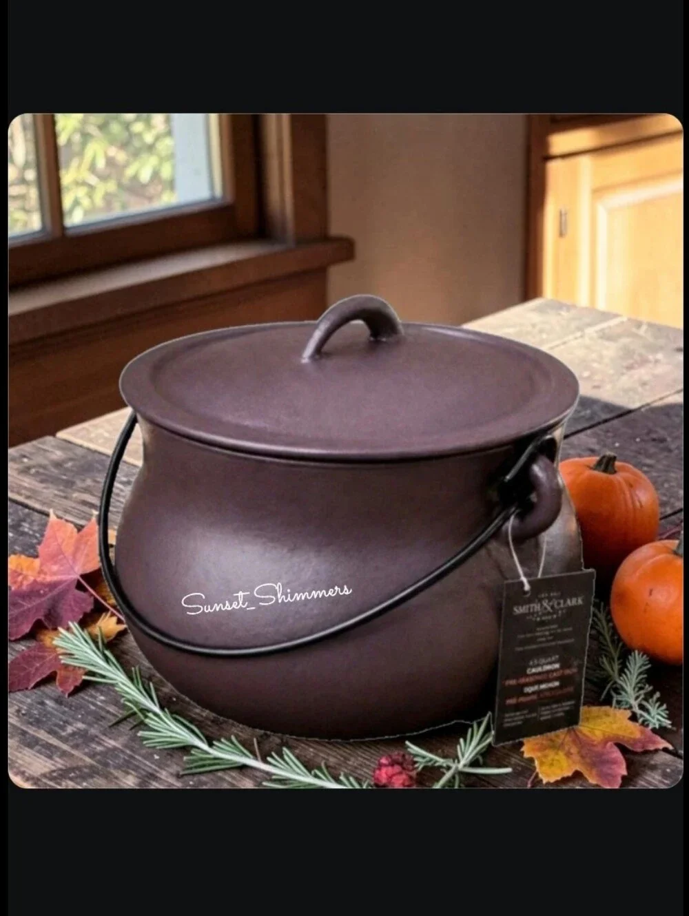 Smith & Clark Cast Iron Witches Brew Cauldron 4QT Pot RARE Purple Plum Halloween